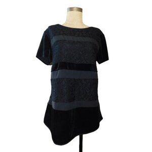 Sundance Size M Medium Black Velvet Lace Elegant Blouse Top